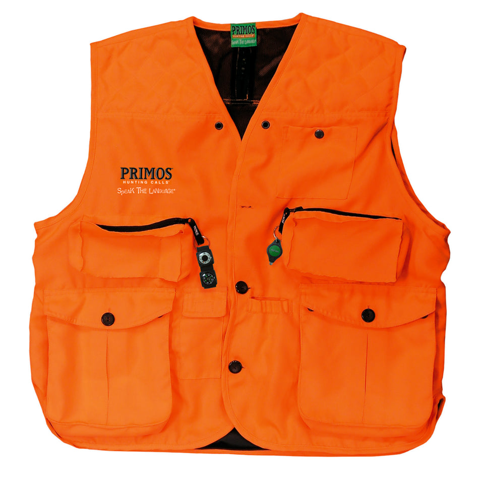 Primos GunHunter's XL Blaze Orange Hunting Vest Compass LED Light Included
