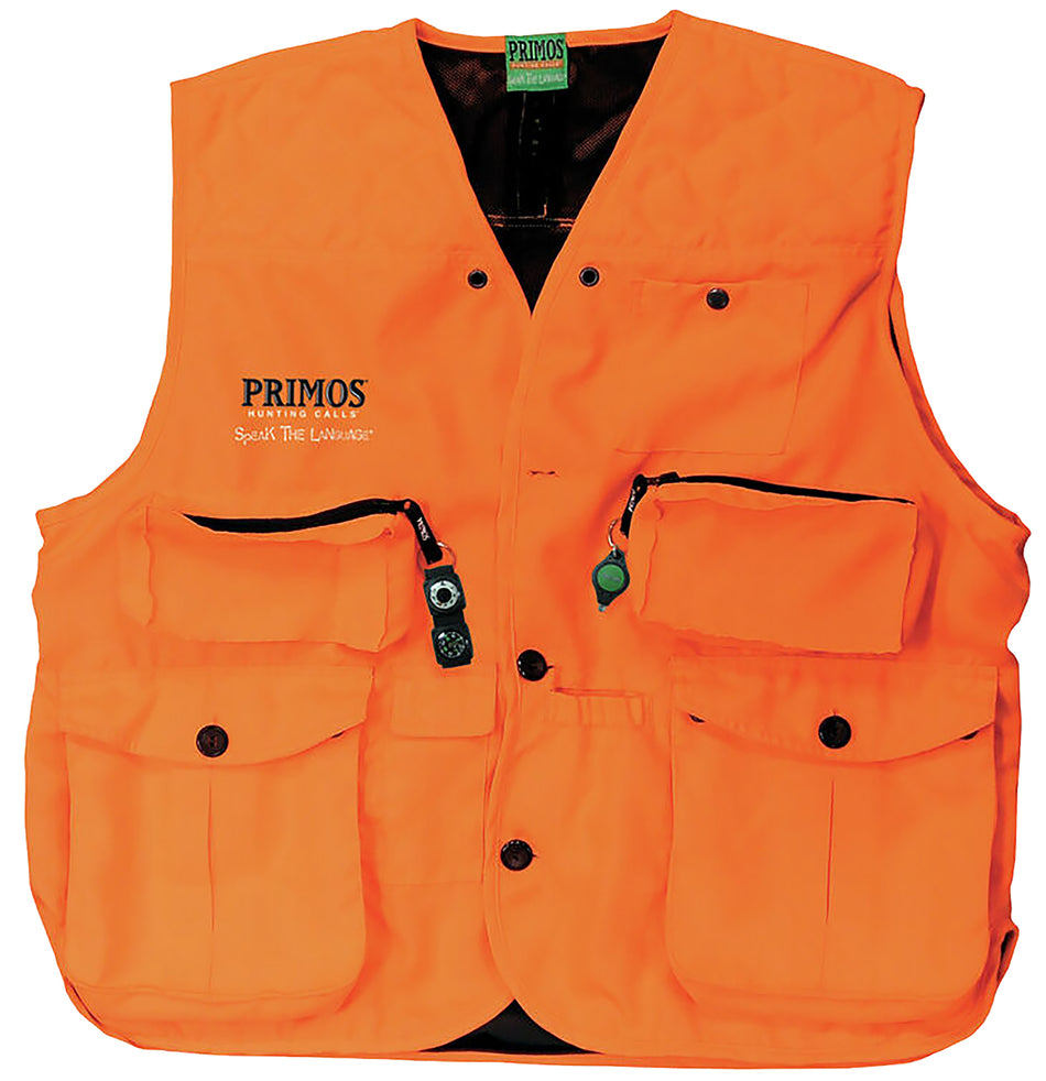Primos GunHunter's Large Blaze Orange Hunting Vest Compass LED Light Included