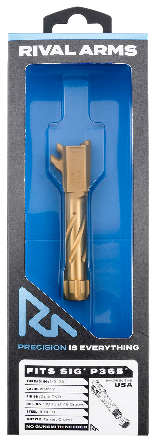 Rival Arms RA20P002E Sig P365 9mm 3.10" Gold PVD Threaded Drop-In Performance Barrel