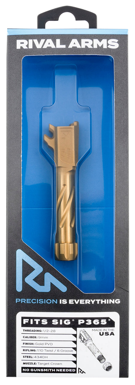 Rival Arms RA20P002E Sig P365 9mm 3.10" Gold PVD Threaded Drop-In Performance Barrel