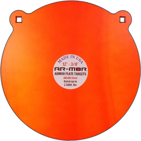AR-MOR 12" Round Orange Steel Gong AR500 3/8 Inch Thick