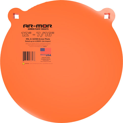 AR-MOR 12" Round Orange MIL41600 Steel Gong 7/16 Inch Thick