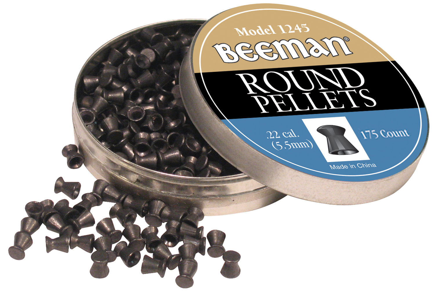Beeman Round Lead .22 Cal Pellets Airgun Ammo 175 Per Tin