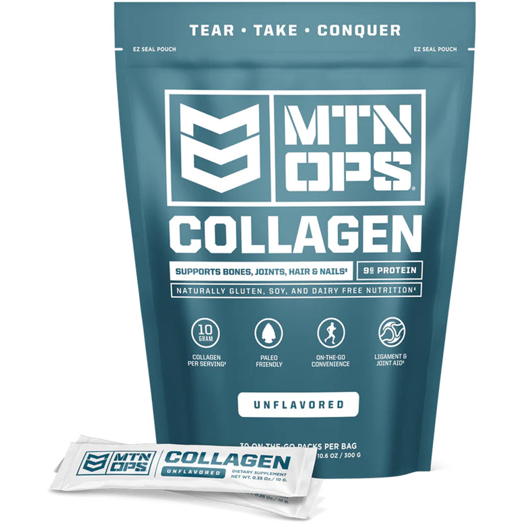 MTN OPS 30 Count Unflavored Collagen Trail Packs 9g Protein