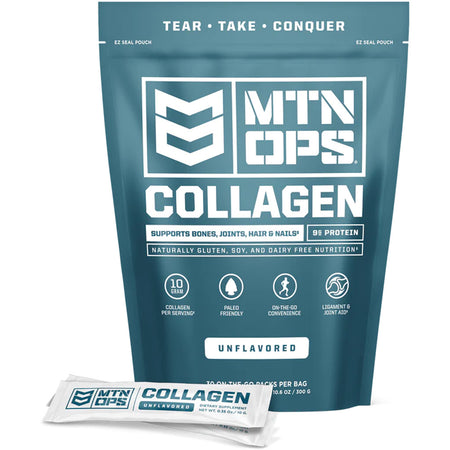 MTN OPS 30 Count Unflavored Collagen Trail Packs 9g Protein