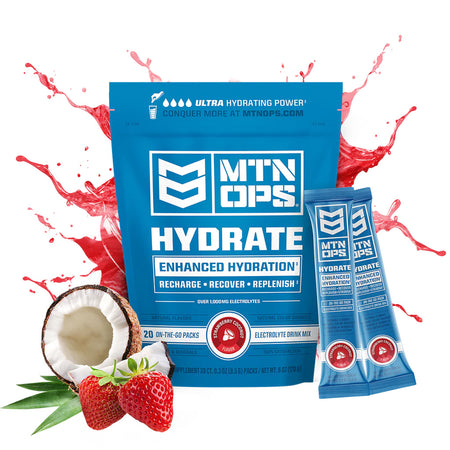 MTN OPS Strawberry Coconut Hydrate Trail Pack 20-Count Electrolyte Mix