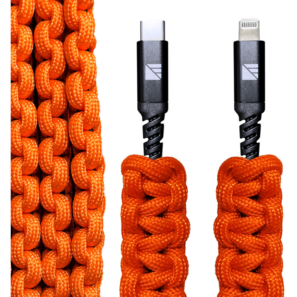 Dark Energy Orange Lightning to C Cable Paracord Wrapped 18W