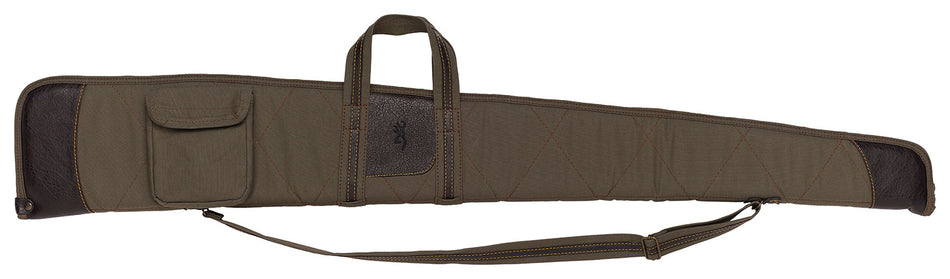 Browning Laredo Shotgun Case Olive Cotton Canvas Brown Leather Accents Zipper 1415048452