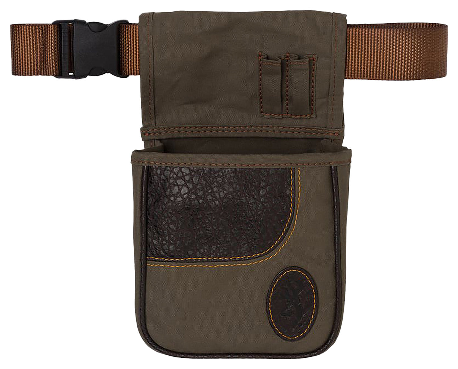 Browning Laredo Shell Pouch Olive Canvas Leather with Shell Box Pocket and Belt Mount