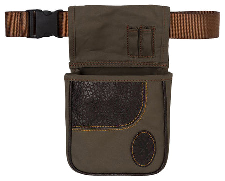 Browning Laredo Shell Pouch Olive Canvas Leather with Shell Box Pocket and Belt Mount