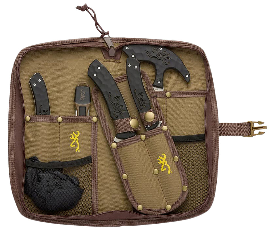 Browning 3220422B Primal Series 6-Piece Hunting Combo Set Fixed Blades 8Cr13MoV SS Black Polymer Rubber Overmold Handle