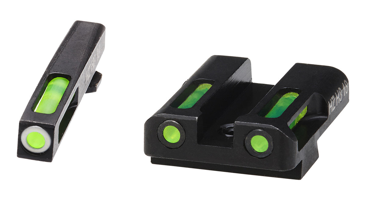 HiViz GLN329 LiteWave H3 Sight Set for Glock .45 ACP/.45 GAP/10mm - Green Tritium White Outline, Green Rear