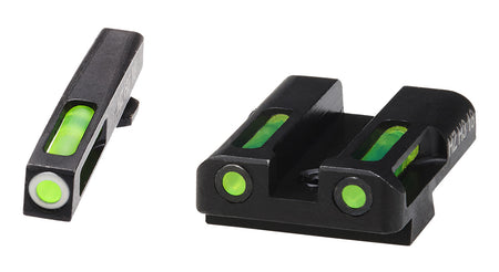 HiViz GLN329 LiteWave H3 Sight Set for Glock .45 ACP/.45 GAP/10mm - Green Tritium White Outline, Green Rear
