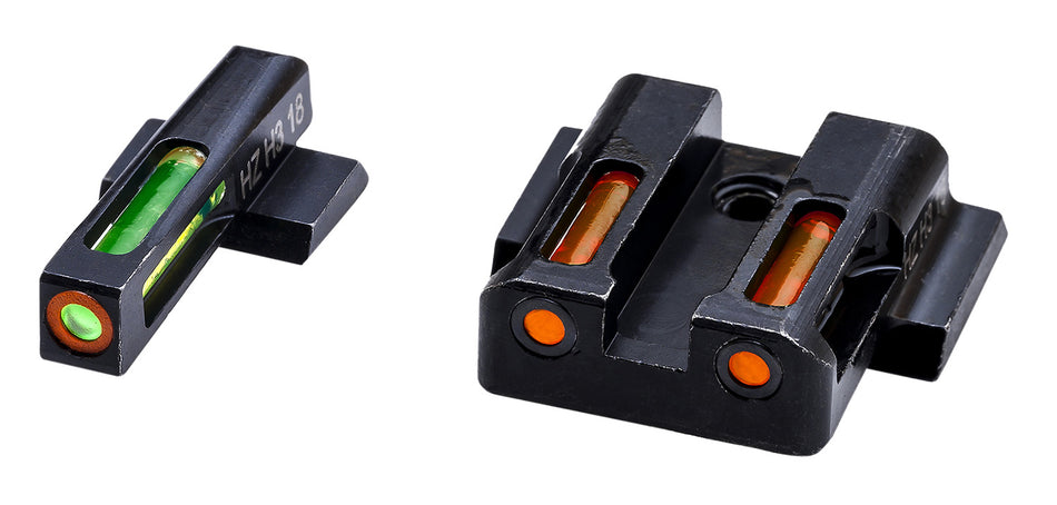 HiViz MPSN621 LiteWave H3 Sight Set for S&W M&P Shield - Green Tritium Orange Outline Front & Orange Fiber Optic Rear
