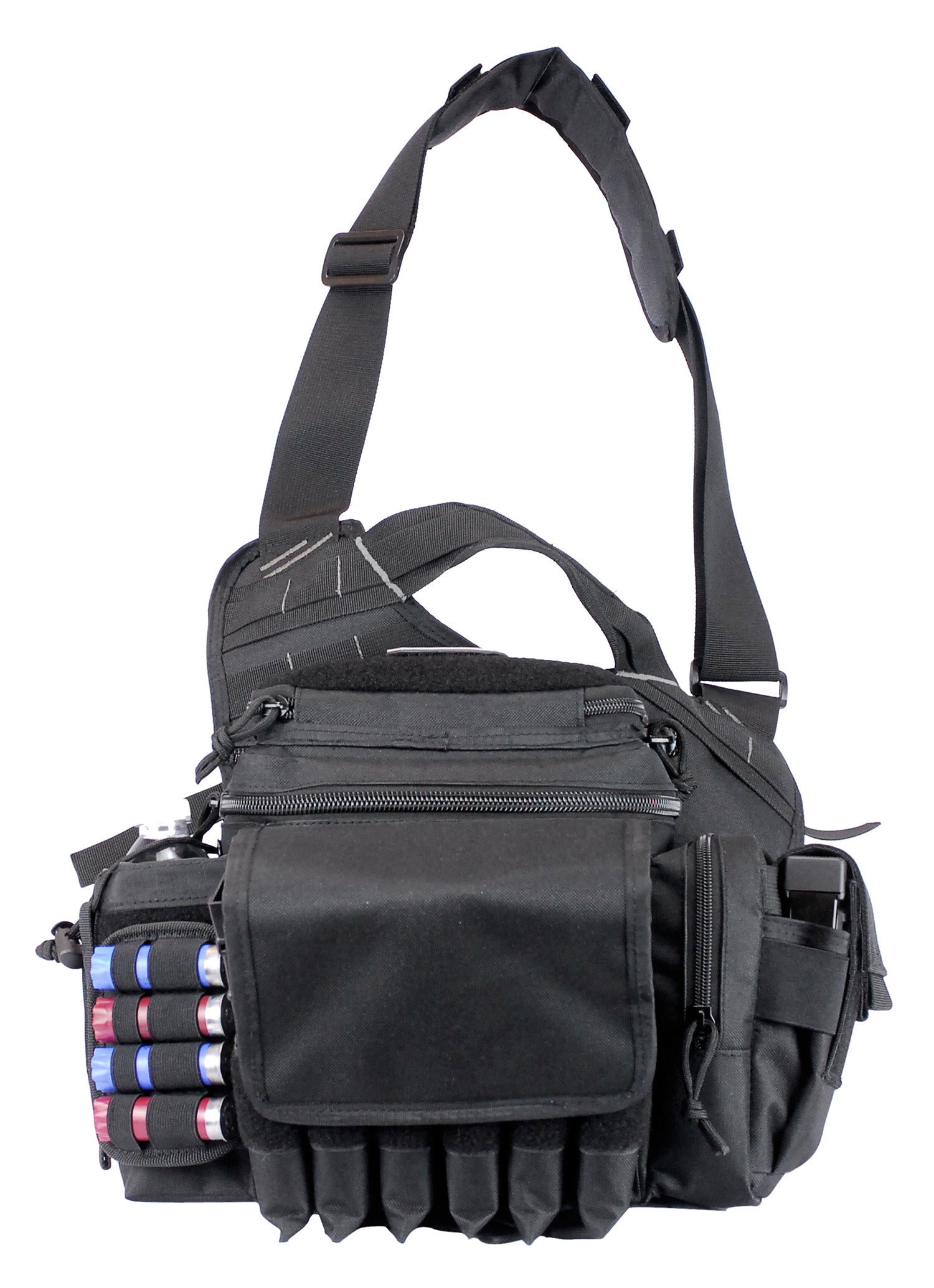 GPS 1180RDPB Black 600D Polyester Tactical Sling Pack, Configurable Holster, Large Internal Storage, 1 Handgun