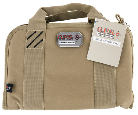 GPS 1308PCT Tan Double Pistol Range Case with Lockable Heavy-Duty Zippers and Visual ID Storage System