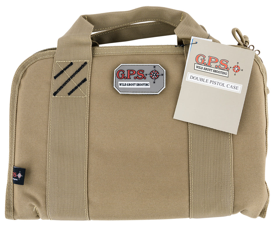 GPS 1308PCT Tan Double Pistol Range Case with Lockable Heavy-Duty Zippers and Visual ID Storage System