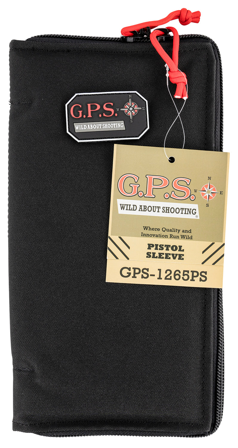 GPS 1265PS Large Pistol Sleeve Black Nylon, Padded Protection, Lockable Zippers, Single Handgun Carry