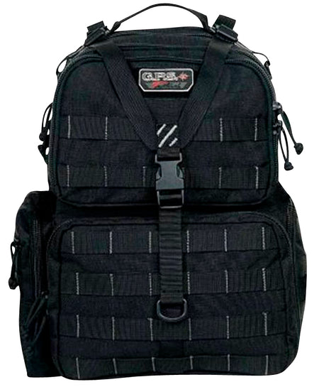 GPS Tactical Black 1000D Polyester Range Backpack with Rain Cover Holds 4 Handguns