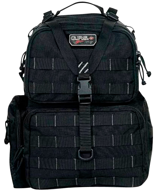 GPS Tactical Black 1000D Polyester Range Backpack with Rain Cover Holds 4 Handguns