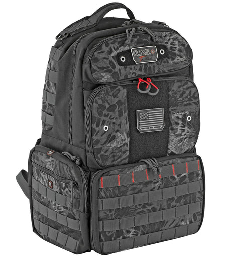 GPS Tactical PRYM1 Blackout 1000D Polyester Backpack with Rain Cover 4 Handguns