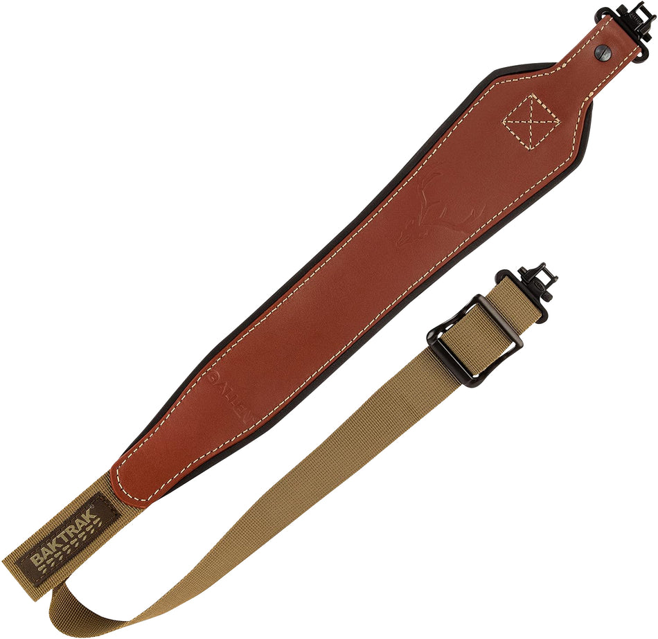 Allen BakTrak Adjustable Leather Rifle and Shotgun Sling Brown Non-Slip Pad Quick-Adjust 300-lb Swivels