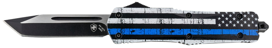 Templar Knife LBTB231 Back The Blue Gen II Large OTF Tanto 3.50" Stonewashed 440C SS Blade Blue Line Aluminum Handle