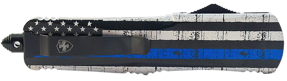 Templar Knife LBTB131 Back The Blue Gen II Large OTF Double Action Dagger 3.50" 440C SS Blade 5.25" Blue Line Handle