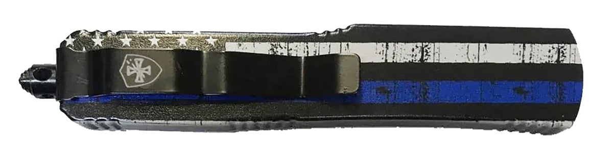 Templar Knife MBTB331 Back The Blue Gen II Slim OTF Double Action Drop Point 3.43" 440C Blade 5.05" Blue Line Handle