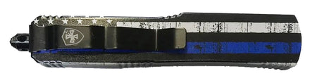 Templar Knife MBTB331 Back The Blue Gen II Slim OTF Double Action Drop Point 3.43" 440C Blade 5.05" Blue Line Handle