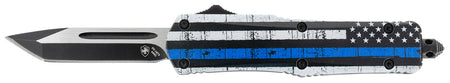 Templar Knife SBTB231 Back The Blue Gen II Small OTF Double Action Tanto 2.69" 440C SS Blade 4.31" Blue Line Handle