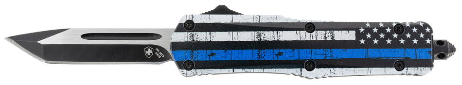 Templar Knife SBTB231 Back The Blue Gen II Small OTF Double Action Tanto 2.69" 440C SS Blade 4.31" Blue Line Handle