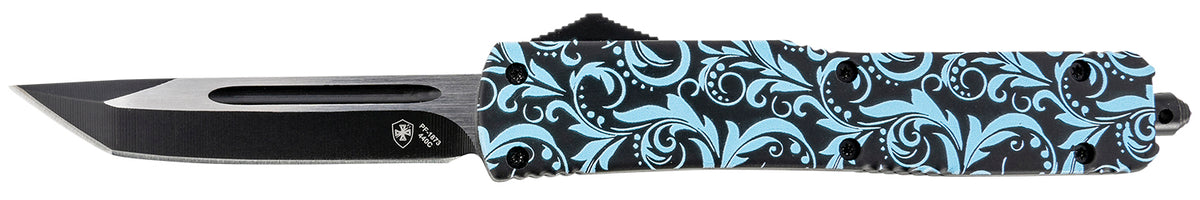 Templar Gen II MMDT231 Maiden Teal OTF Slim Tanto Knife, 3.43" Black Oxide 440C Blade, 5.05" Teal Aluminum Handle with Glass Breaker