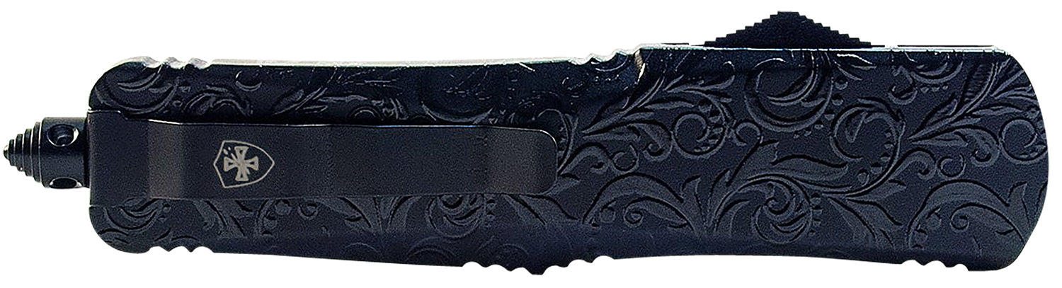 Templar Gen II LMDG131 Maiden Gloss OTF Large Dagger Knife, 3.50" Black Oxide 440C Blade, 5.25" Black Gloss Aluminum Handle with Glass Breaker