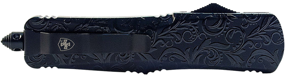 Templar Gen II LMDG131 Maiden Gloss OTF Large Dagger Knife, 3.50" Black Oxide 440C Blade, 5.25" Black Gloss Aluminum Handle with Glass Breaker