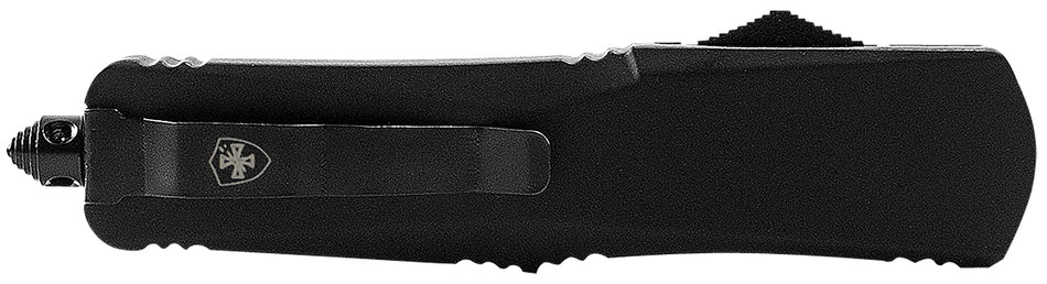 Templar Gen II LBR331 OTF Large Drop Point Knife, 3.50" Black Oxide 440C Blade, 5.25" Black Aluminum/Rubber Handle with Glass Breaker