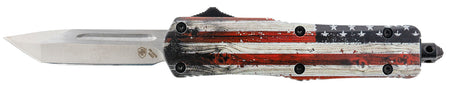 Templar Knife SWUS232 Gen II Small 2.69" OTF Tanto Plain Powder Coated 440C Blade, 4.31" Painted Wood US Flag Aluminum Handle Glass Breaker