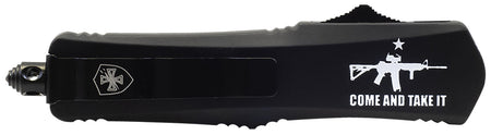 Templar Knife Come And Take It Small 2.69" OTF Tant Serrated 440C SS Blade with Glass Breaker, Black Handle