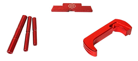 Cross Armory Red Anodized 3 Piece Glock Gen1-3 Extended Parts Kit (Pin Set, Mag Catch, Slide Lock)