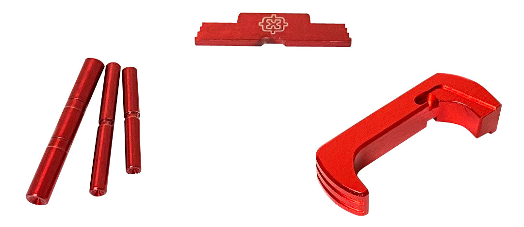 Cross Armory Red Anodized Steel/Aluminum Extended 3-Piece Kit Glock Gen5