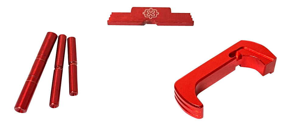 Cross Armory Red Anodized Steel/Aluminum Extended 3-Piece Kit Glock Gen5