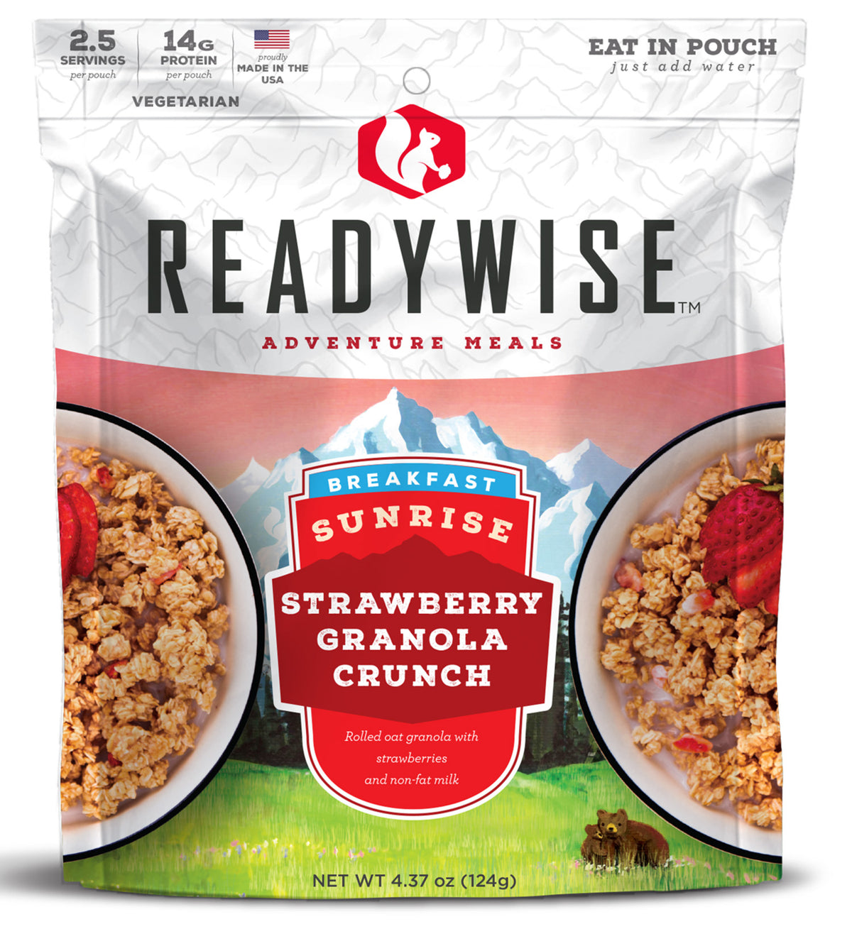 ReadyWise RW05007 Sunrise Strawberry Granola Crunch Outdoor Food Kit Pouch 6 Per Case