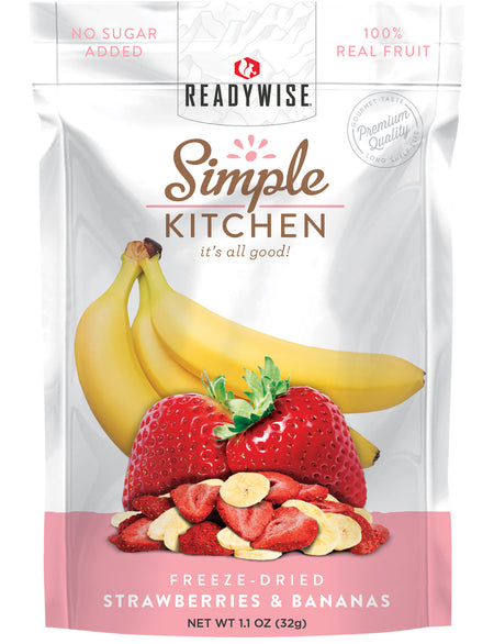 ReadyWise SK05009 Simple Kitchen Strawberry Banana Freeze-Dried Fruit 6-Pack Pouches