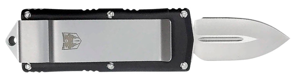 CobraTec 1.75" OTF Money Clip Plain D2 Steel Blade Black Aluminum Handle Pocket Clip