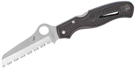 Spyderco Atlantic Salt Folder 3.69" H1 Steel Fully Serrated Sheepsfoot Blade Black FRN Handle & Titanium Clip