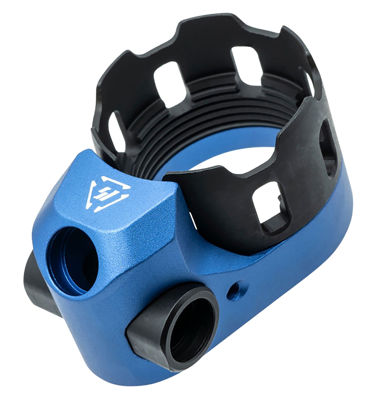 Strike Industries AR Tribus Castle Nut Extended End Plate 3 QD Mounting Points Blue Anodized