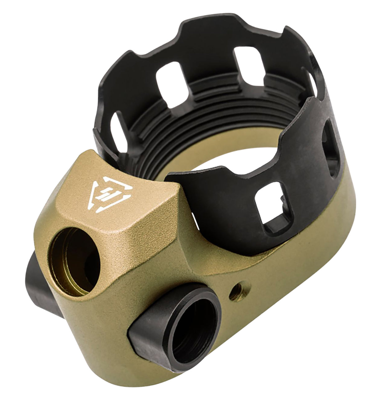 Strike Industries FDE Anodized Tribus Castle Nut & End Plate Combo with Triple QD Mounts