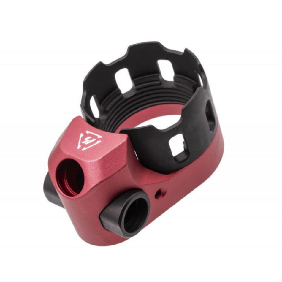 Strike Industries Red Anodized Tribus Castle Nut & End Plate Combo with Triple QD Mounts