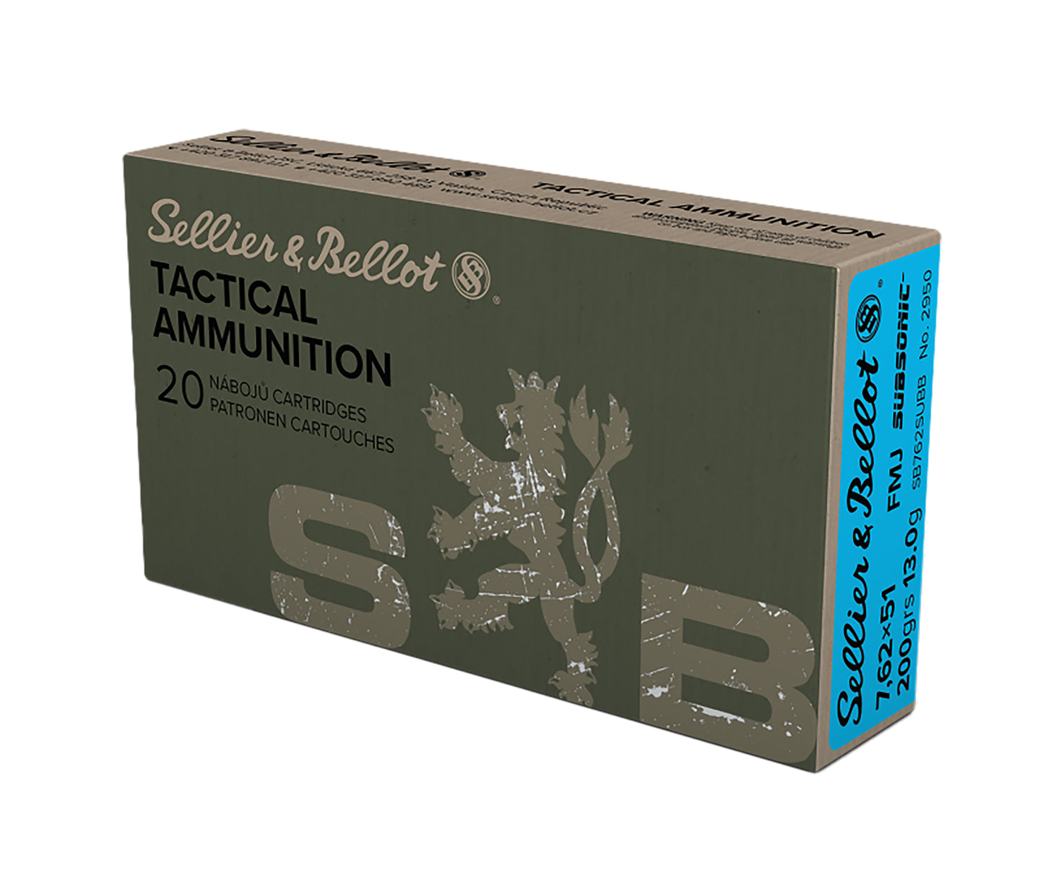 Sellier and Bellot Subsonic .308 Win / 7.62x51mm 200 grain Full Metal Jacket Subsonic ammunition