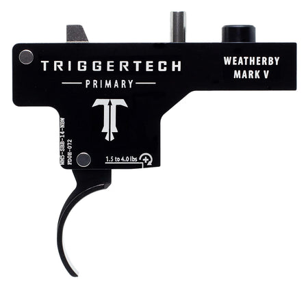 Weatherby Mark V Primary Single-Stage Curved Drop-In Trigger by TriggerTech, 1.50-4 lbs Draw Weight, Black PVD